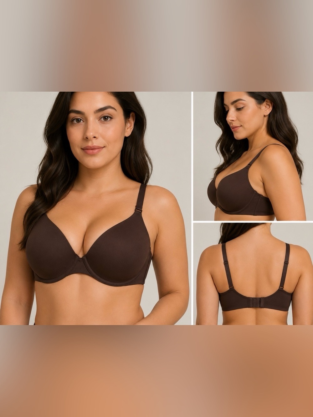 SKIMS T-Shirt Bra 40D Cocoa Brown Smooth Underwire Full Coverage Everyday